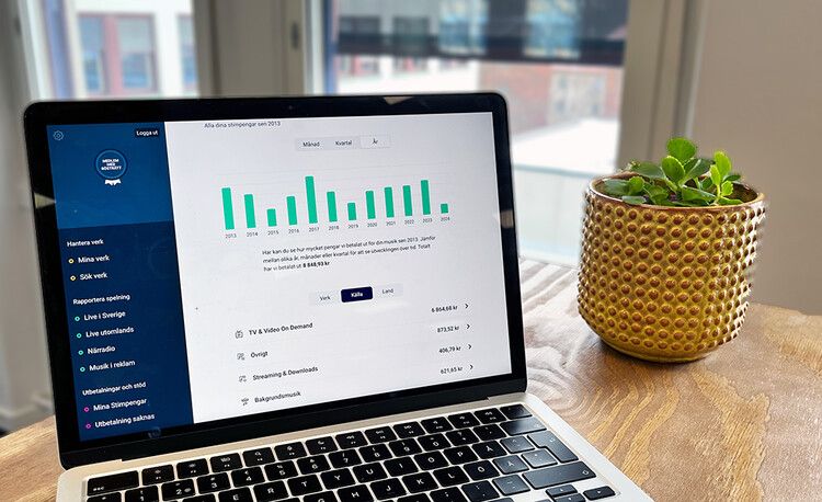 Laptop som visar tjänsten Total intjäning