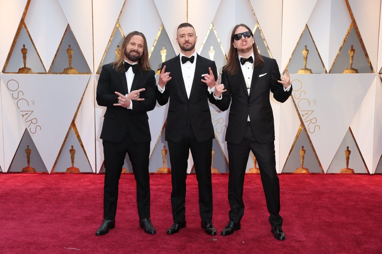 Max Martin, Justin Timberlake och Shellback på Oscarsgalan.