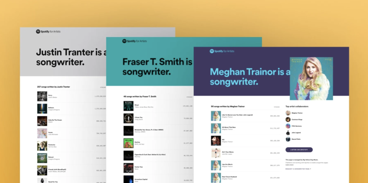 Spotify lanserar låtskrivarsidor